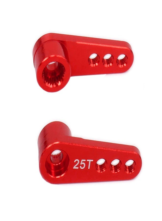Share Goo ShareGoo 2PCS Metal 25T Servo Horn M3 Threads Steering Arm Server Rocker Compatible with Futaba Savox Power HD HSP Servos Motor 1/8 1/10 RC Car Truck,Red - Image 2